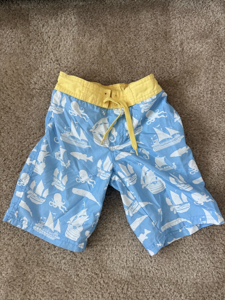 Janie And Jack Light Blue  Yellow Nautical Swim Trunks